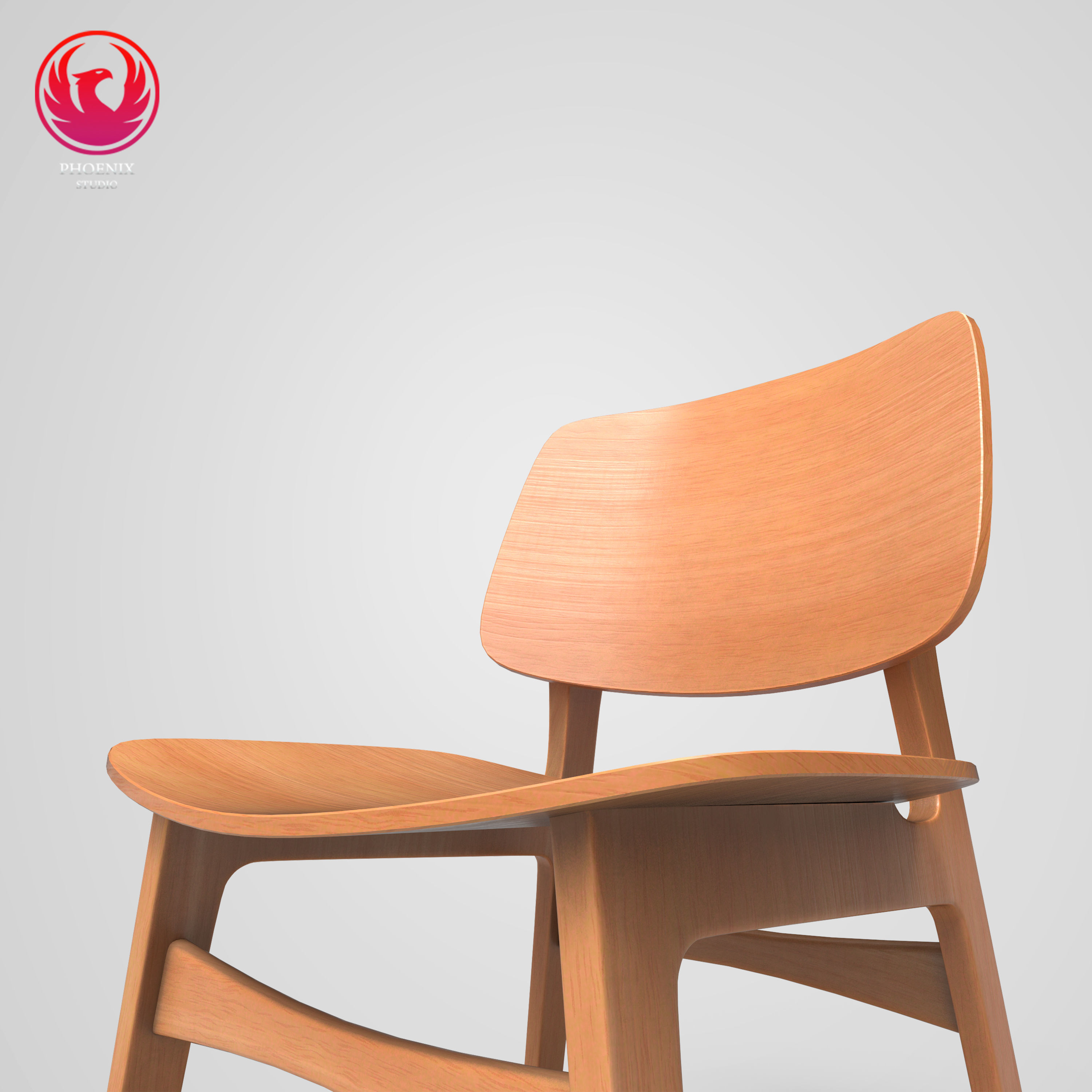 wooden Chair Low-poly 3D model_2