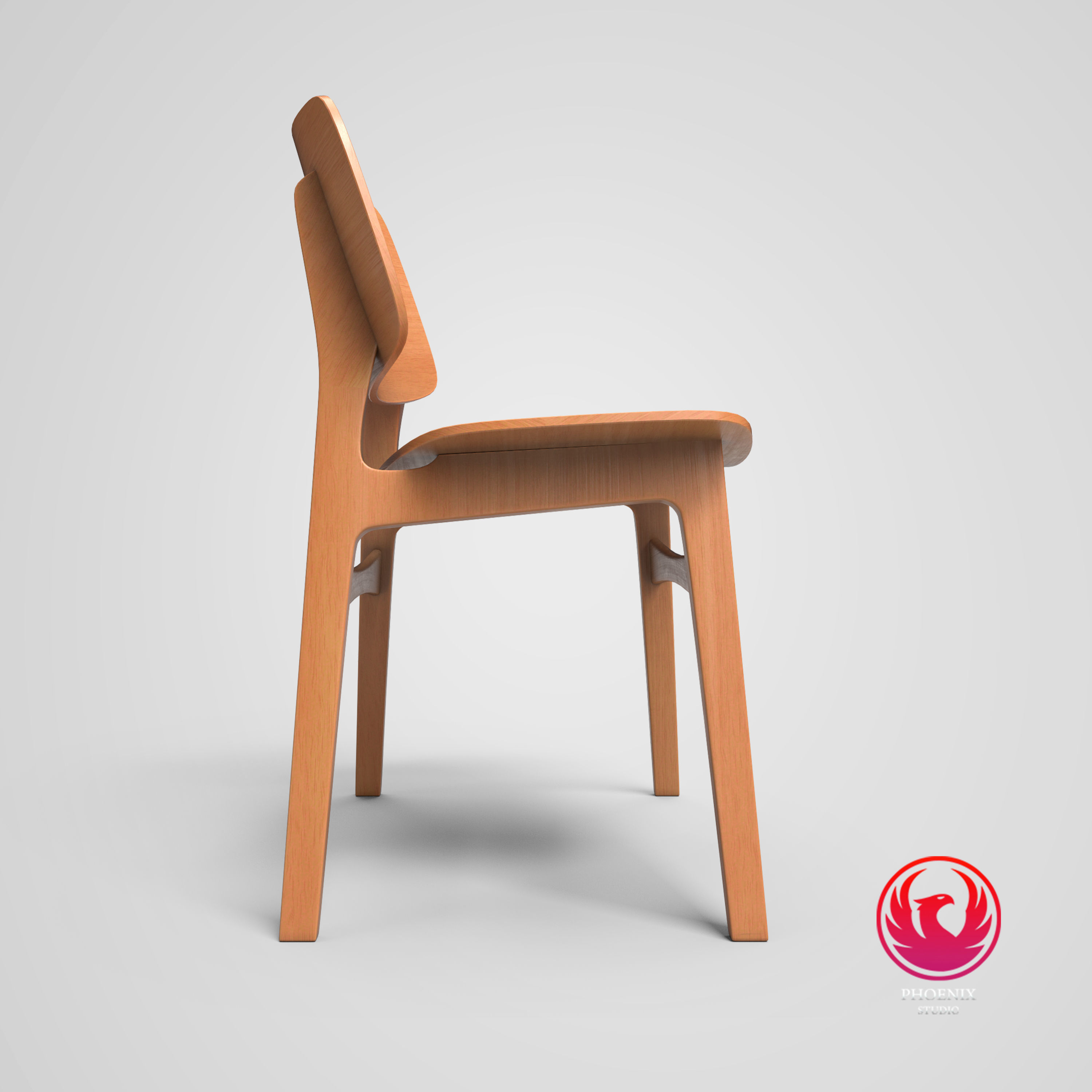 wooden Chair Low-poly 3D model_5