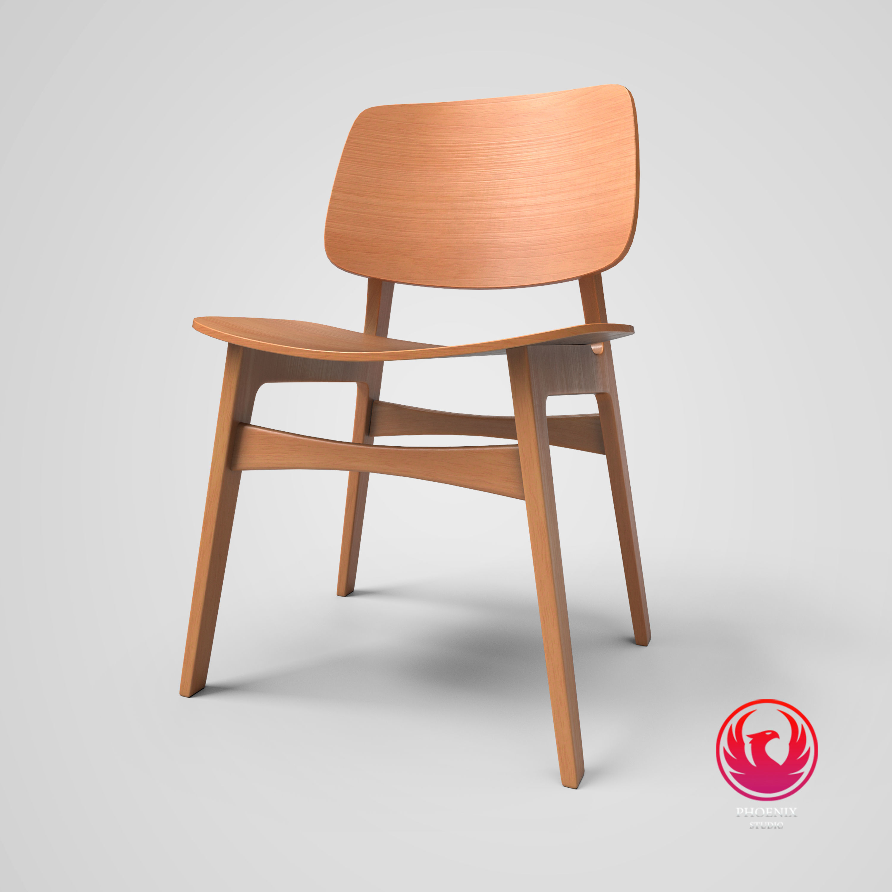 wooden Chair Low-poly 3D model_1