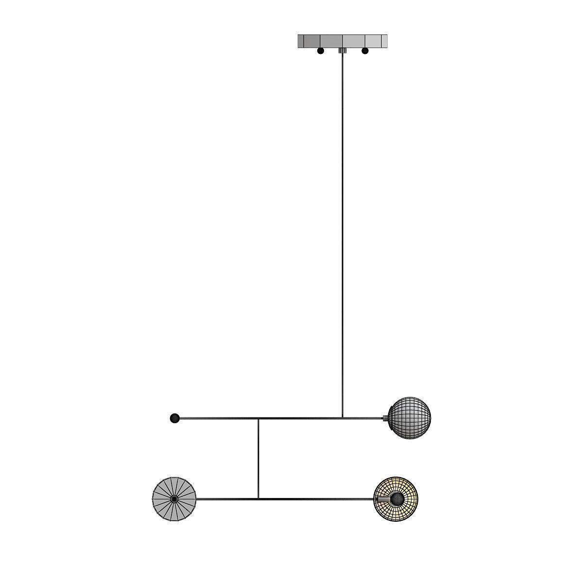 fliar pendant light with three balls hanging from it 3D model_1