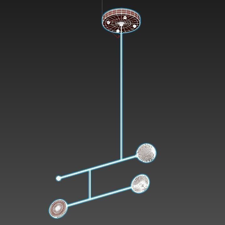 fliar pendant light with three balls hanging from it 3D model_3