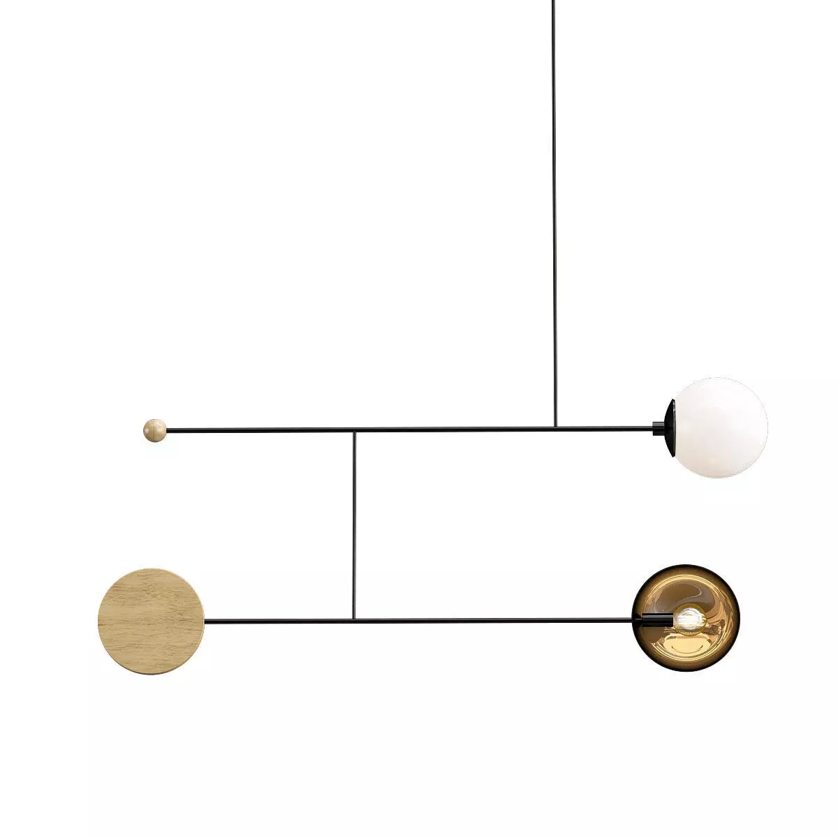 fliar pendant light with three balls hanging from it 3D model_0