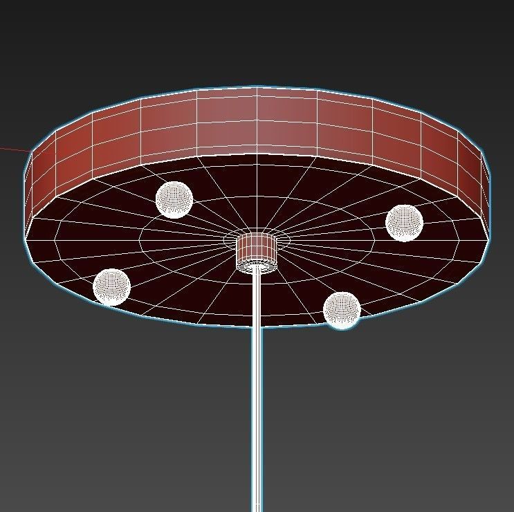 fliar pendant light with three balls hanging from it 3D model_6