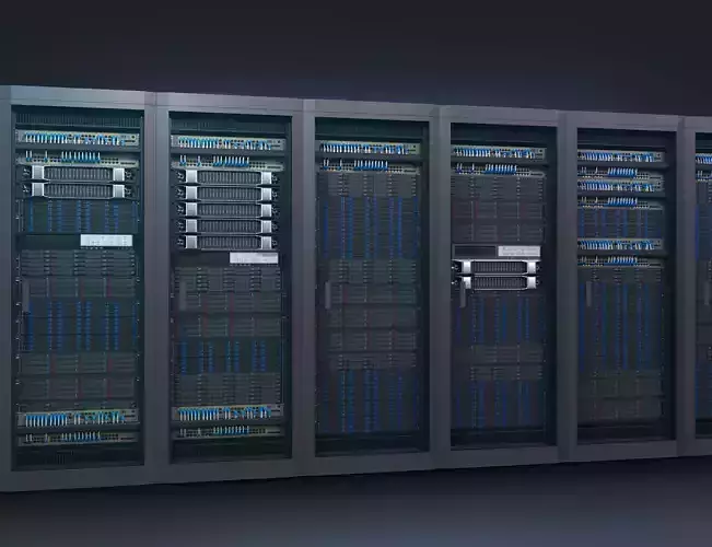 Modular Server Rack Low-poly 3D model