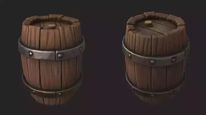 Stylized barrel Low-poly 3D model