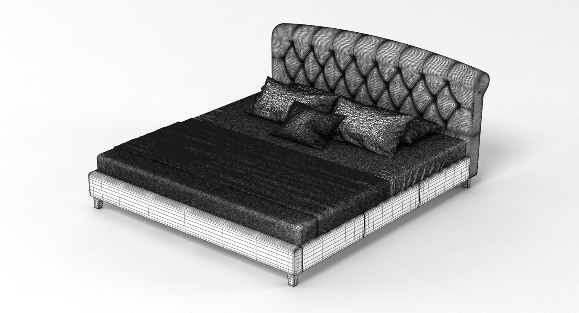 Bed 7 with upholstered headboard 3D model_6