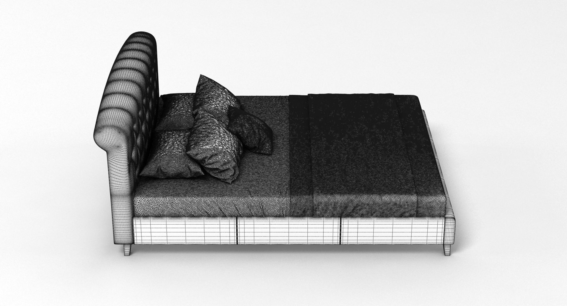 Bed 7 with upholstered headboard 3D model_7