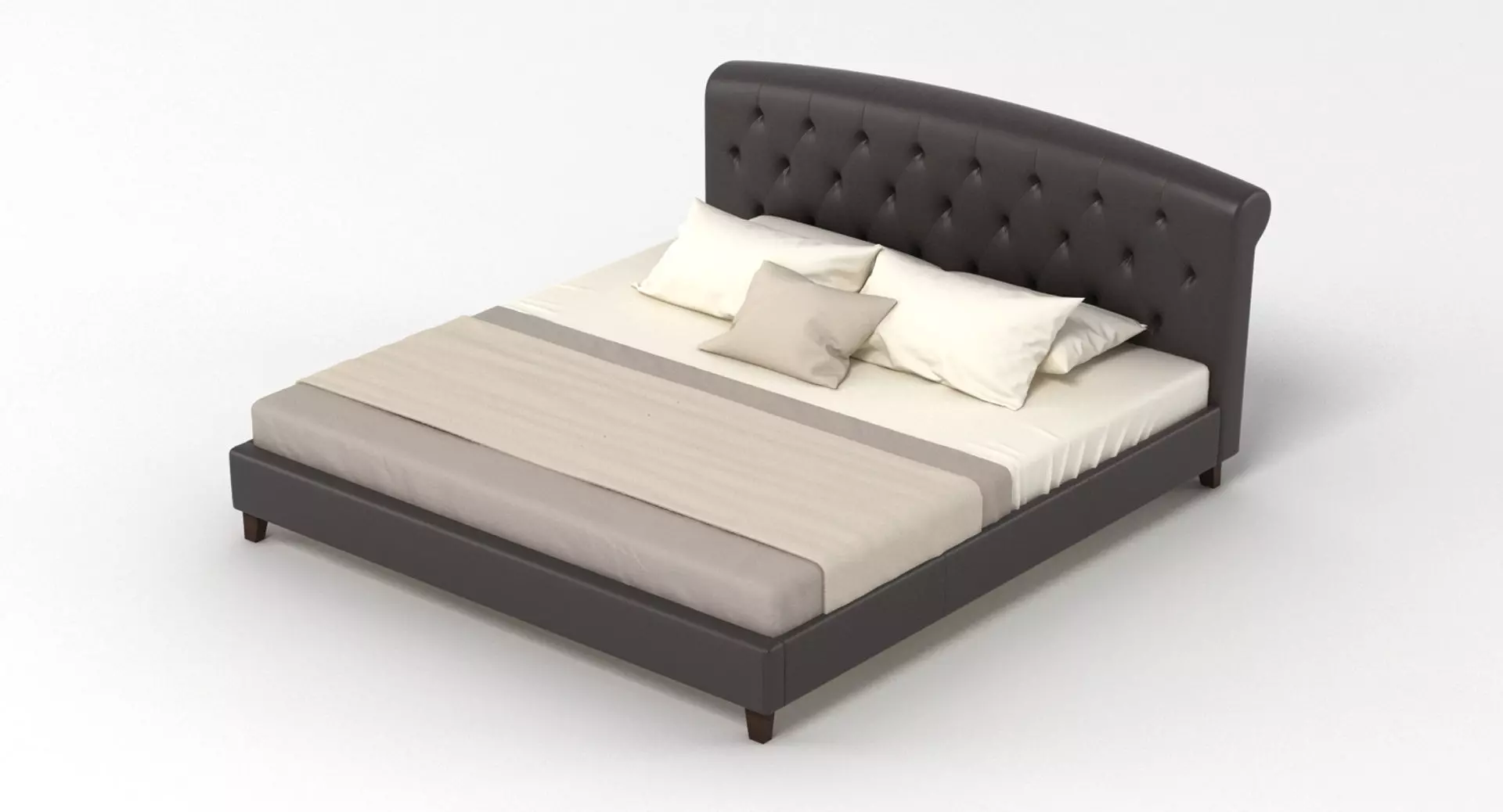 Bed 7 with upholstered headboard 3D model_0