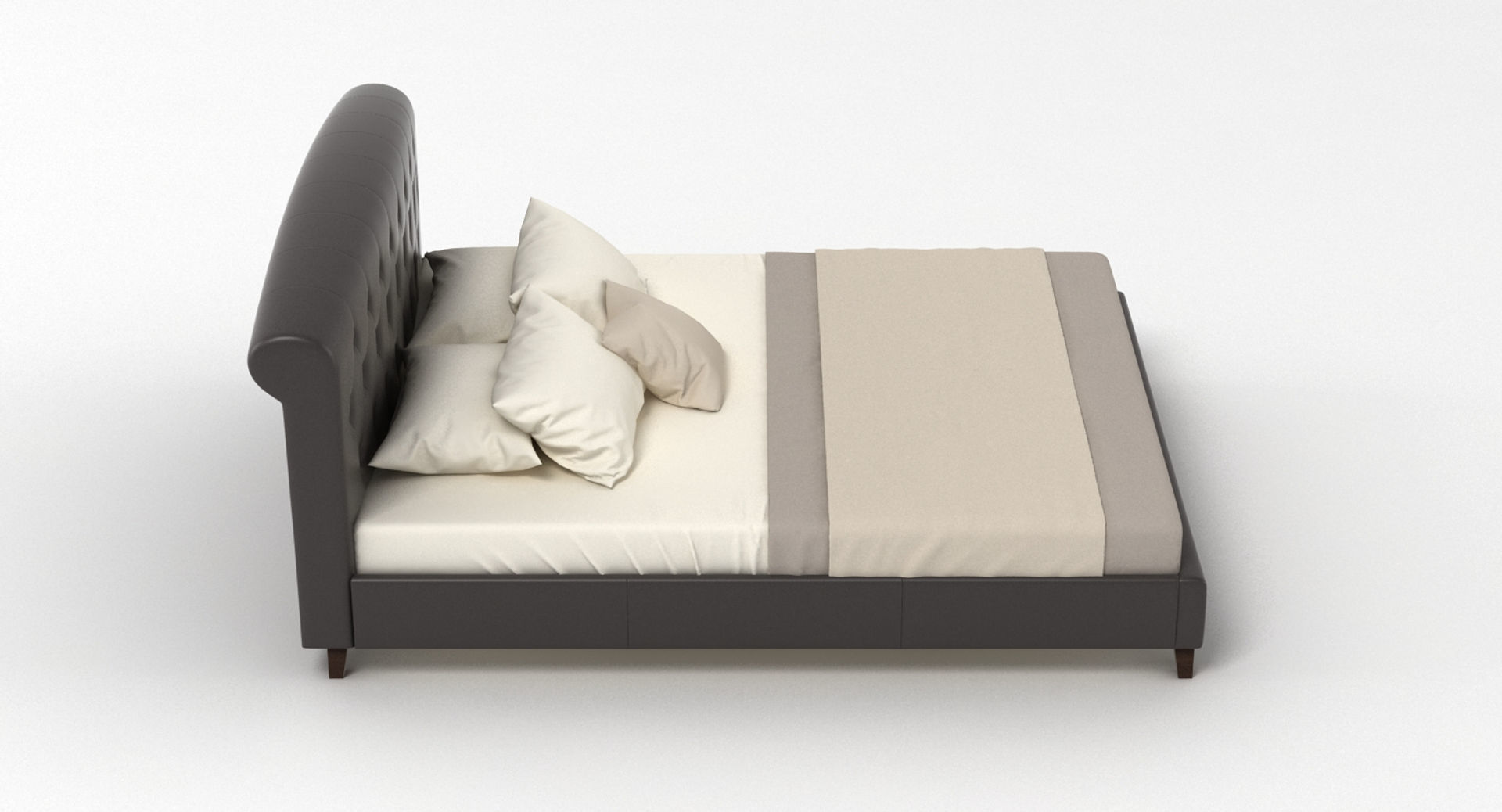 Bed 7 with upholstered headboard 3D model_3