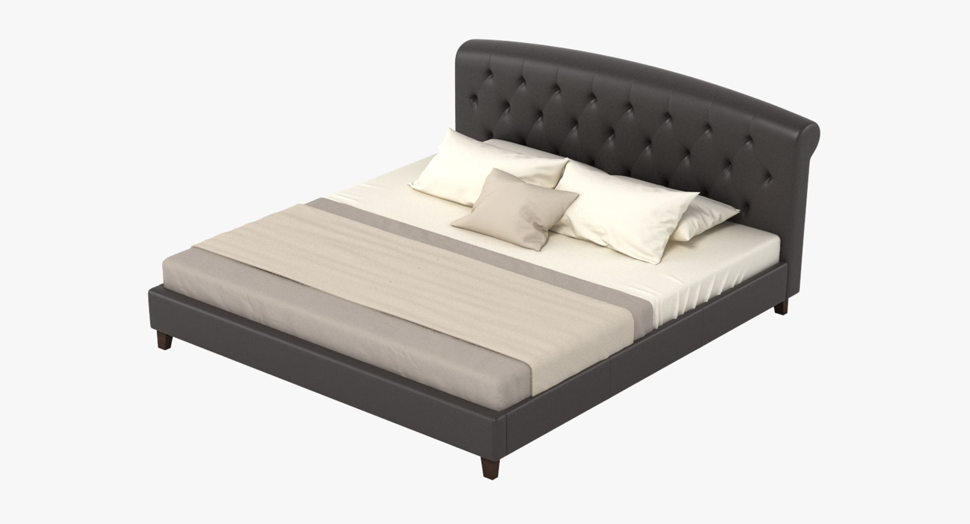 Bed 7 with upholstered headboard 3D model_8