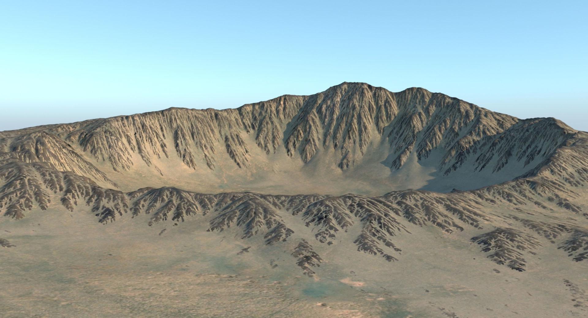 Crater 2 mountain with hole in middle 3D model_2