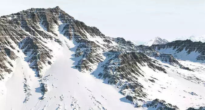 Snowy Mountain Terrain 2 3D model