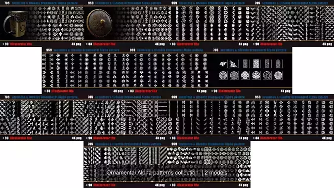 Ornamental Alpha patterns collection  Texture
