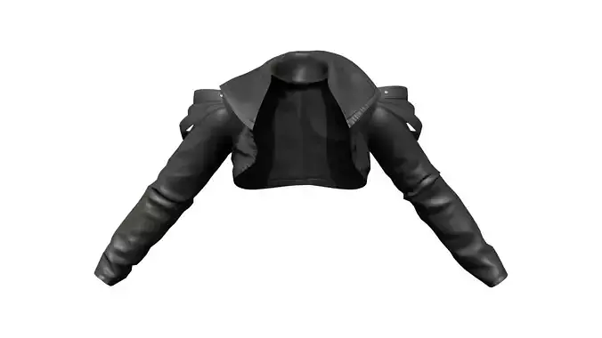 Womens Black Leather Hooded Bolero Jacket