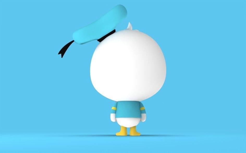 Duck cartoon Free 3D model_1