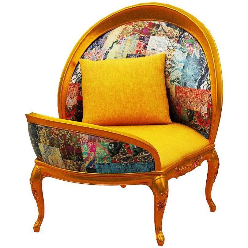 Classical sofa set  Low-poly 3D model_11