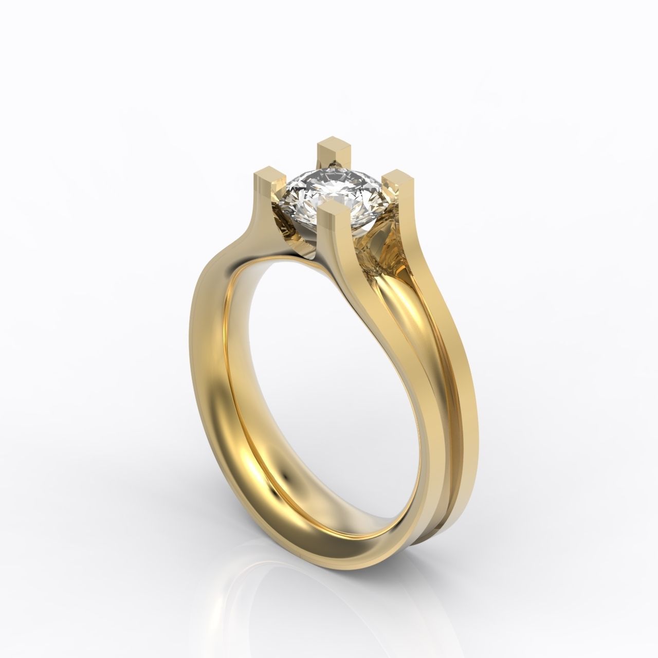solitaire engagement ring 4 prong 3D print model_14