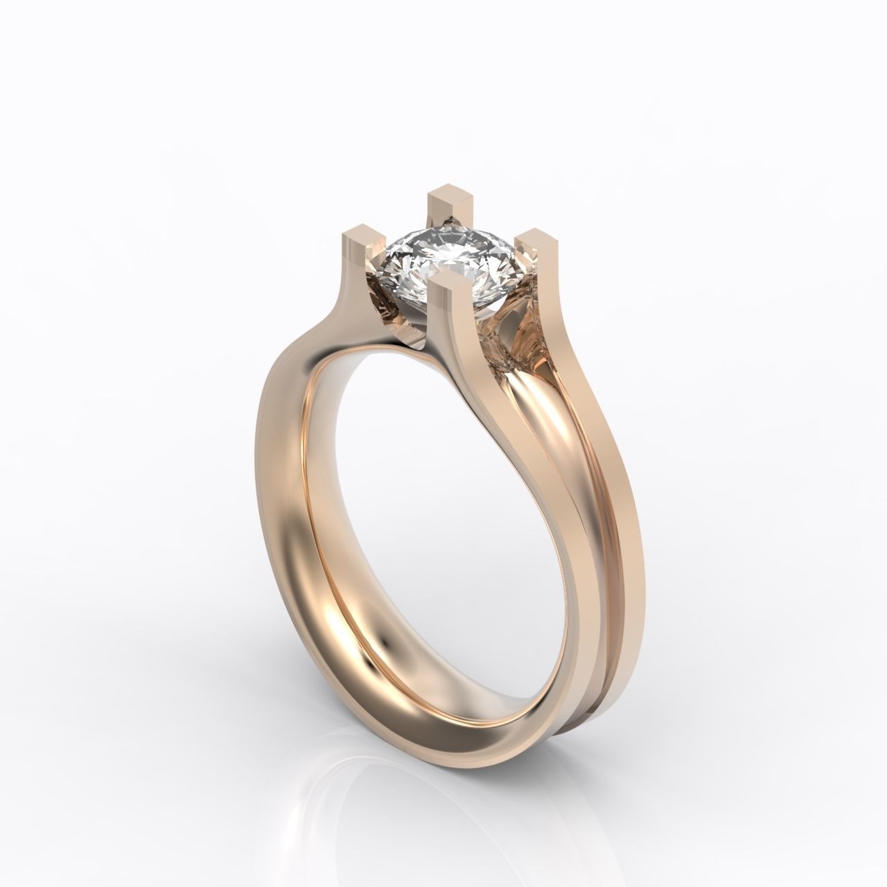 solitaire engagement ring 4 prong 3D print model_15