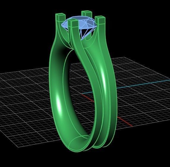 solitaire engagement ring 4 prong 3D print model_38