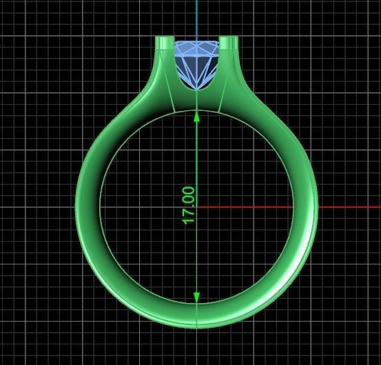 solitaire engagement ring 4 prong 3D print model_5