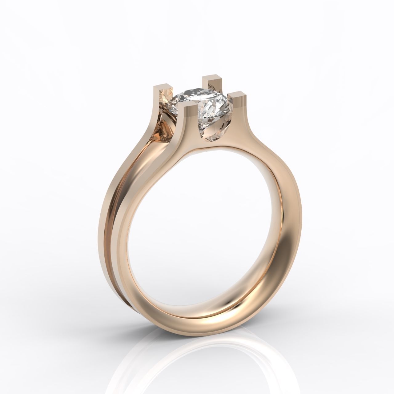 solitaire engagement ring 4 prong 3D print model_19