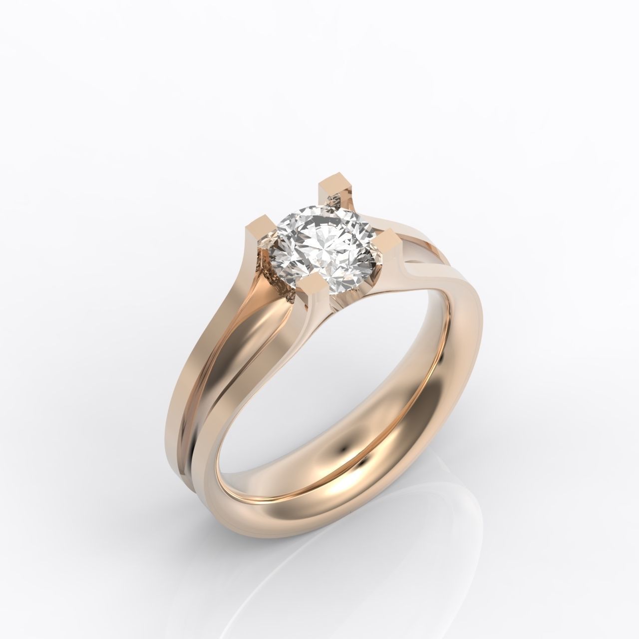 solitaire engagement ring 4 prong 3D print model_21