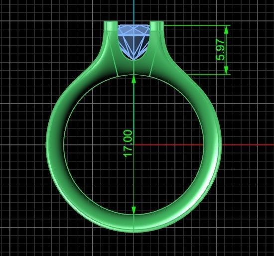 solitaire engagement ring 4 prong 3D print model_37