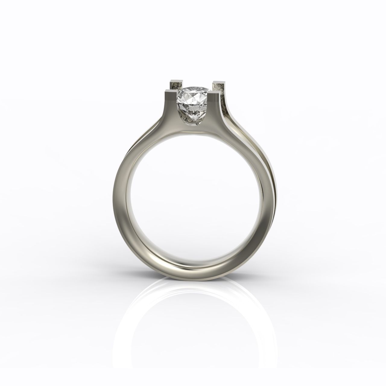 solitaire engagement ring 4 prong 3D print model_29