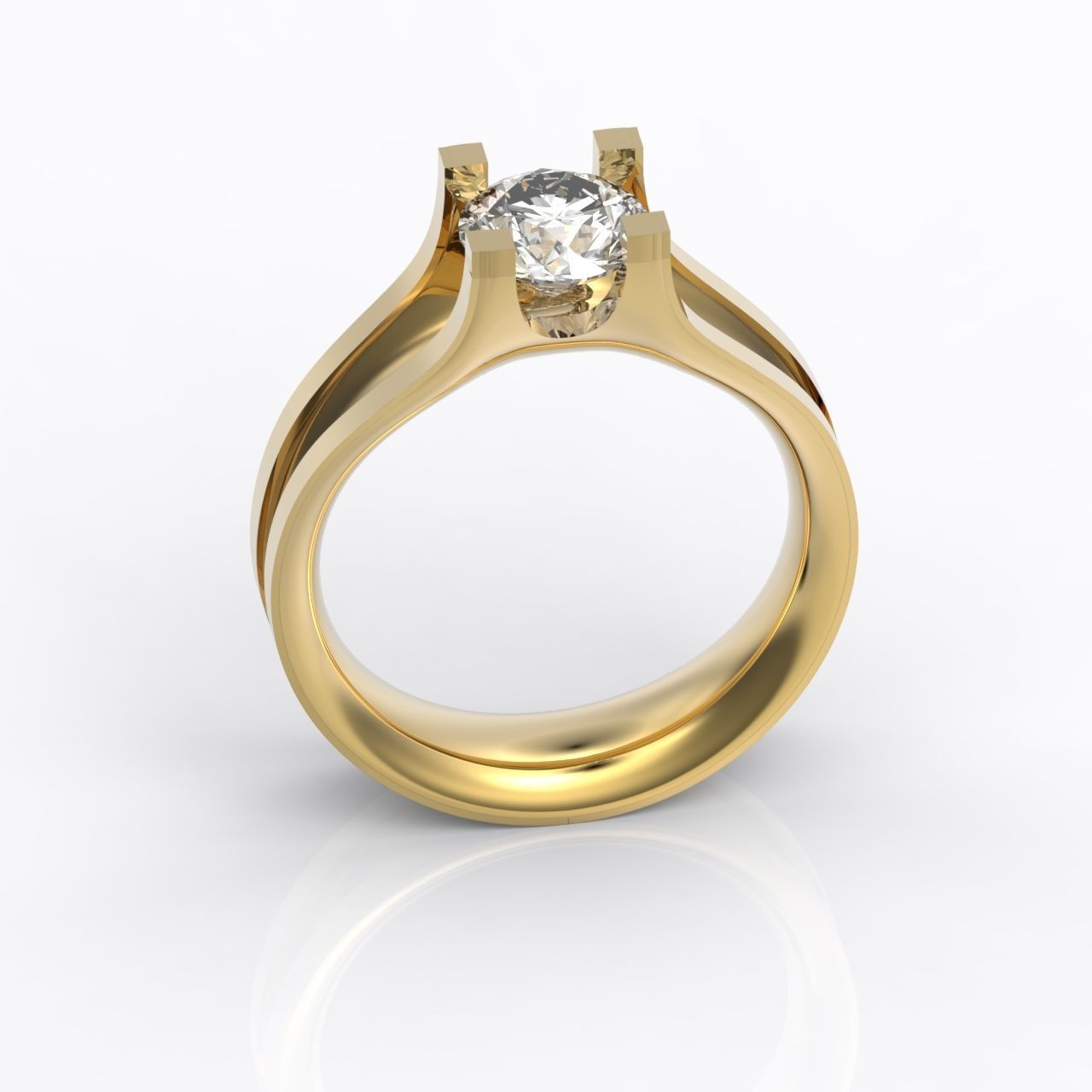 solitaire engagement ring 4 prong 3D print model_11