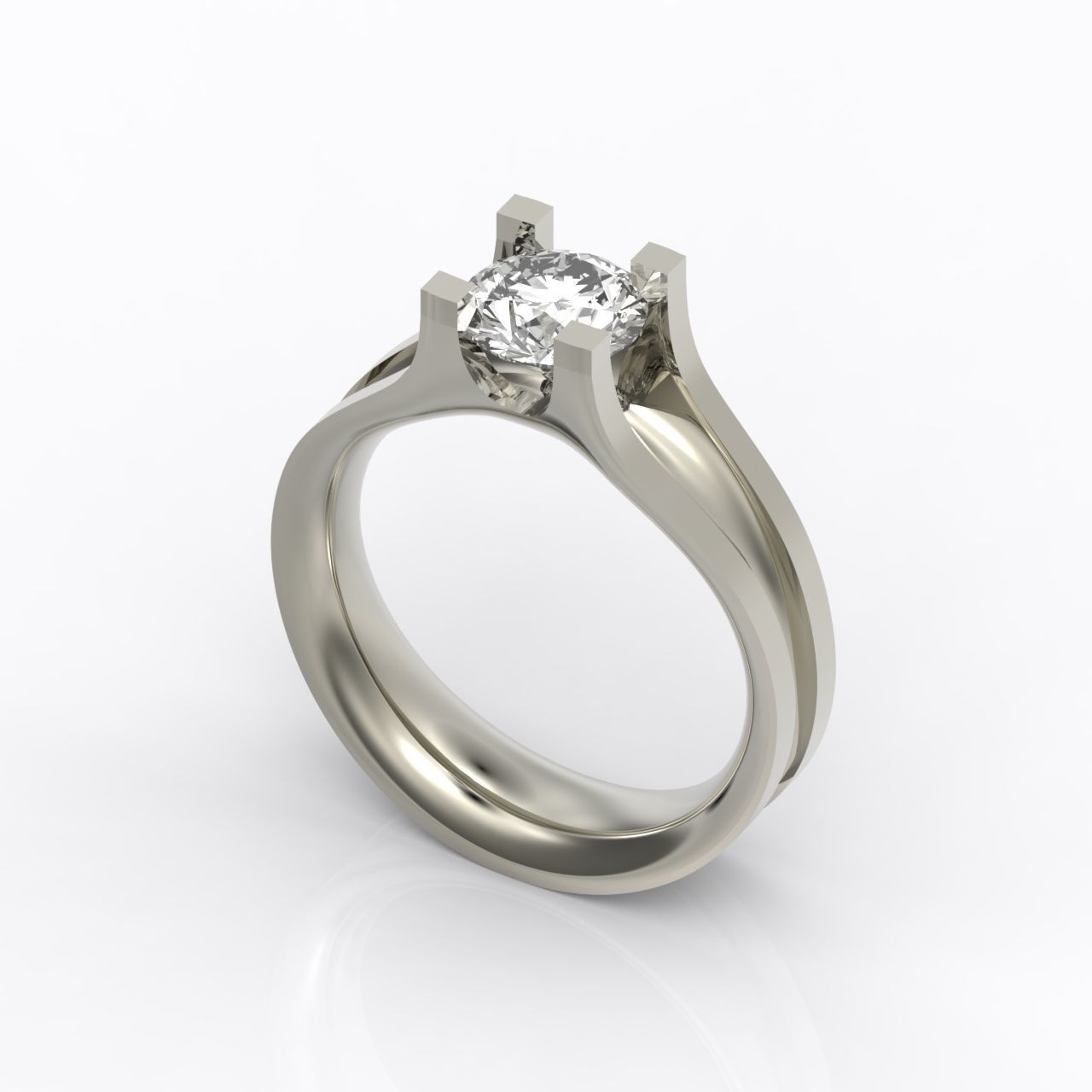 solitaire engagement ring 4 prong 3D print model_26