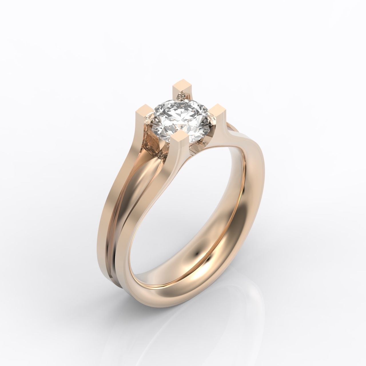 solitaire engagement ring 4 prong 3D print model_20
