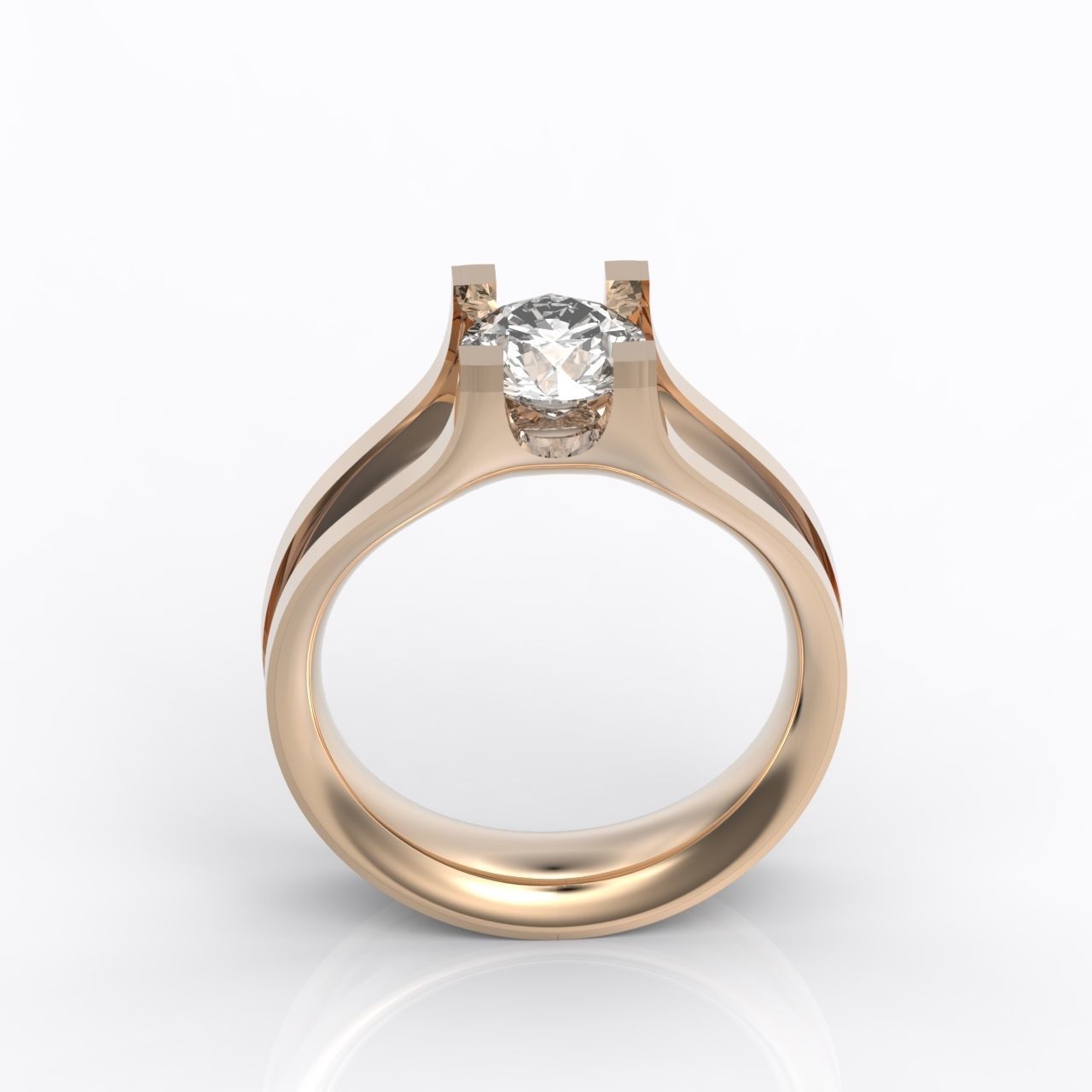 solitaire engagement ring 4 prong 3D print model_17