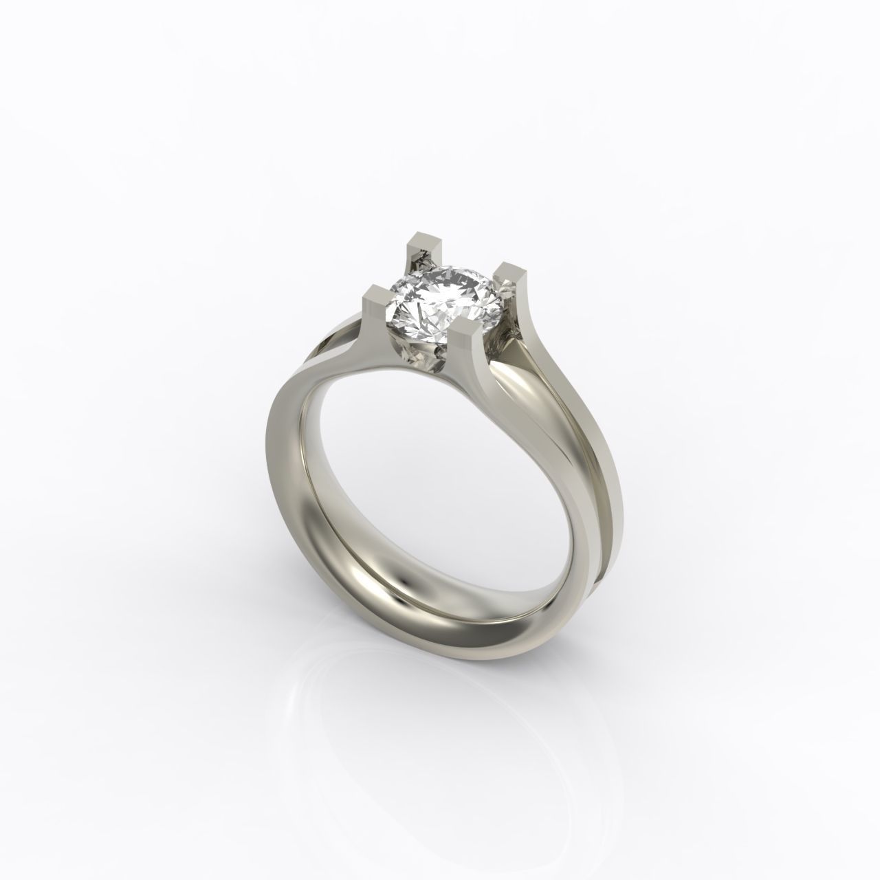 solitaire engagement ring 4 prong 3D print model_27