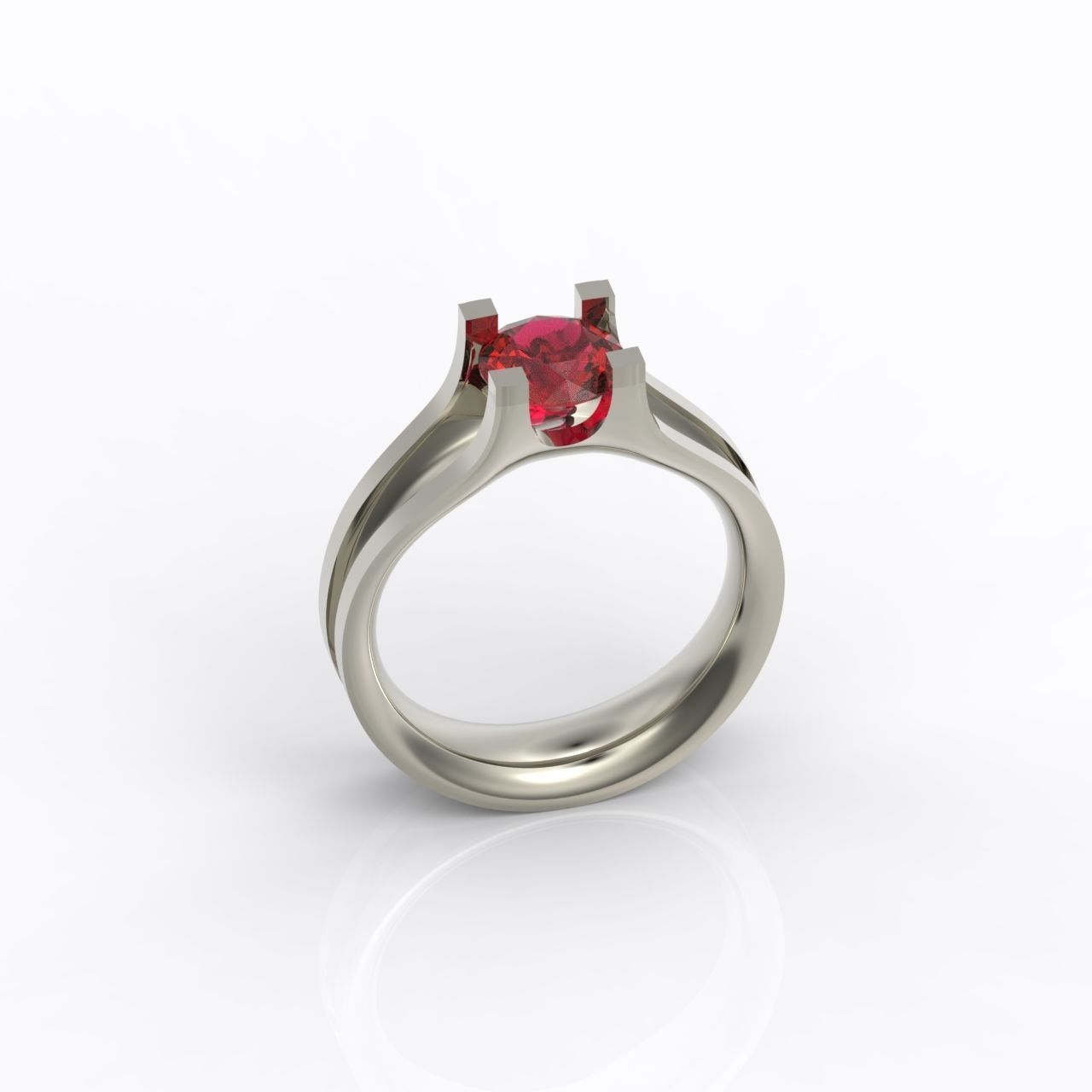 solitaire engagement ring 4 prong 3D print model_31