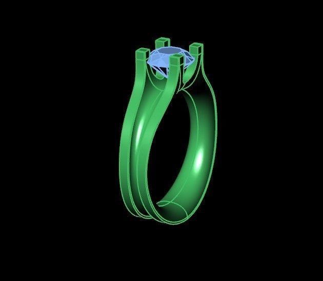solitaire engagement ring 4 prong 3D print model_10