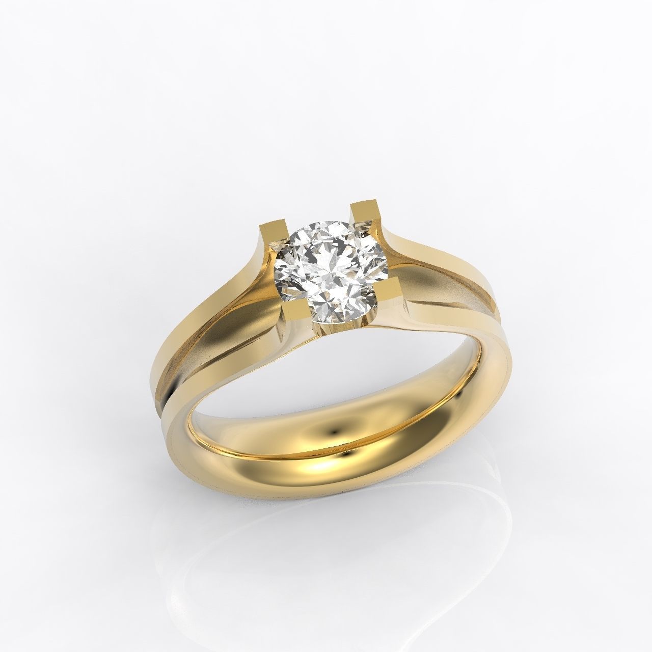 solitaire engagement ring 4 prong 3D print model_12