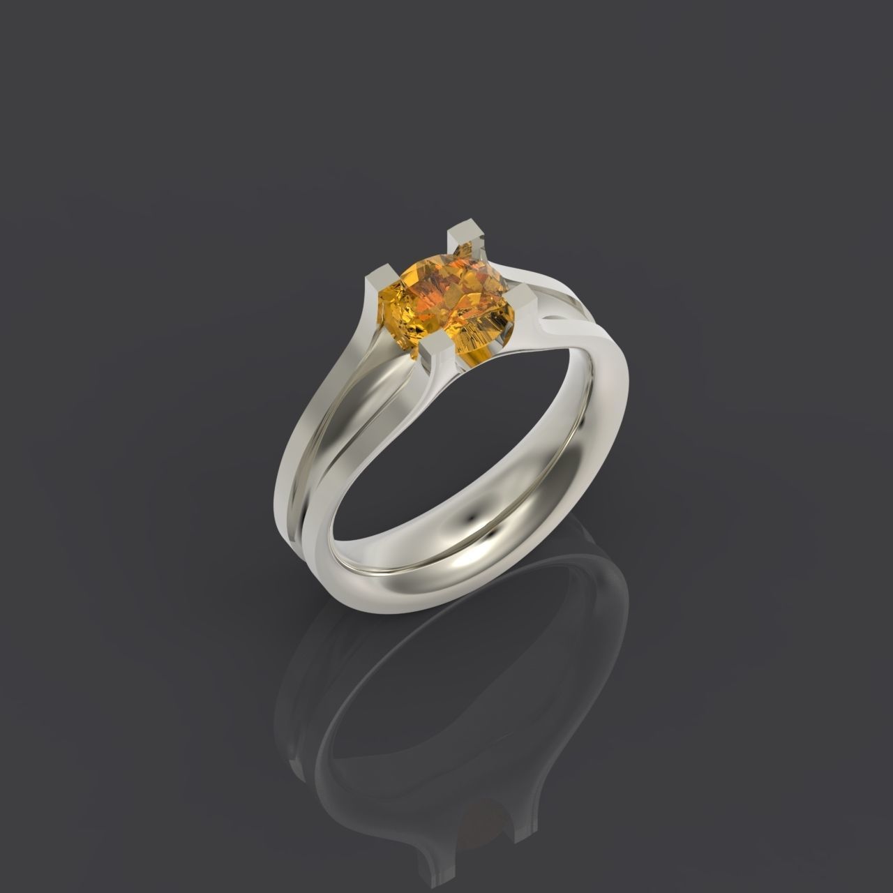 solitaire engagement ring 4 prong 3D print model_16