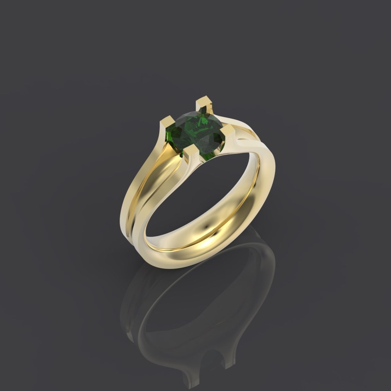 solitaire engagement ring 4 prong 3D print model_35