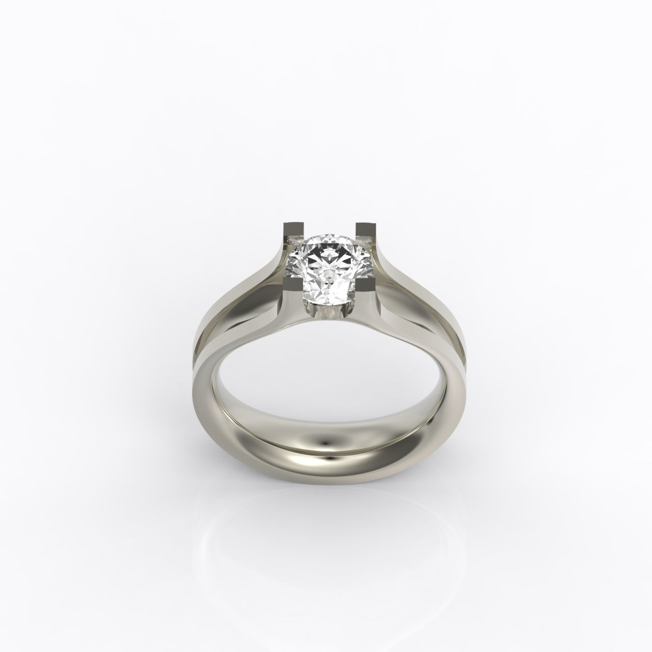 solitaire engagement ring 4 prong 3D print model_28