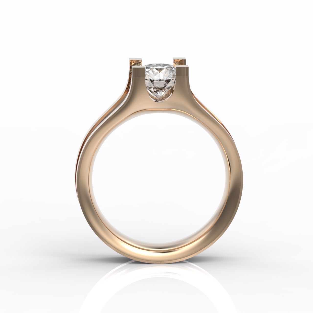 solitaire engagement ring 4 prong 3D print model_18