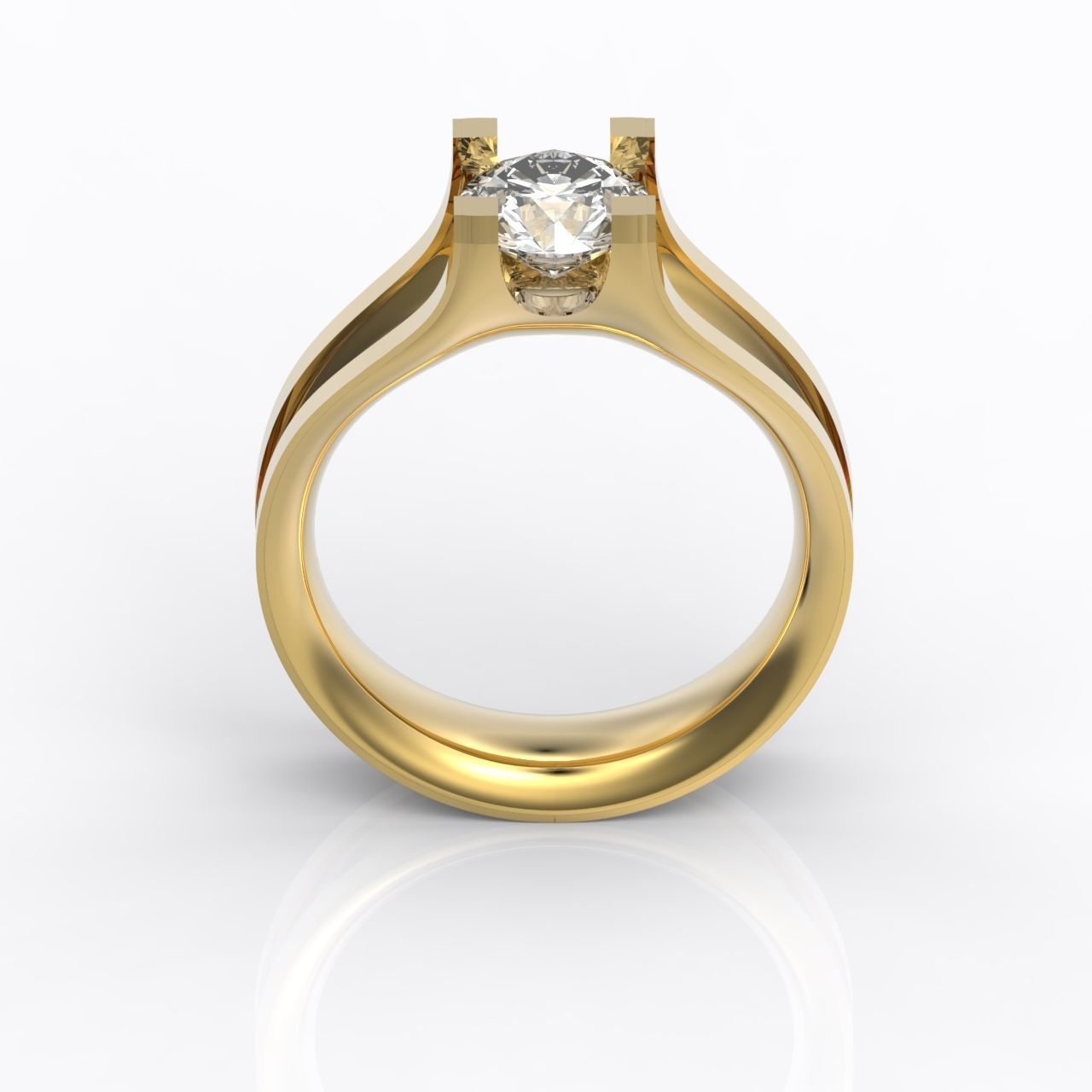 solitaire engagement ring 4 prong 3D print model_13
