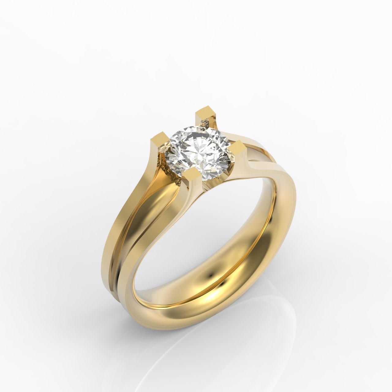 solitaire engagement ring 4 prong 3D print model_22