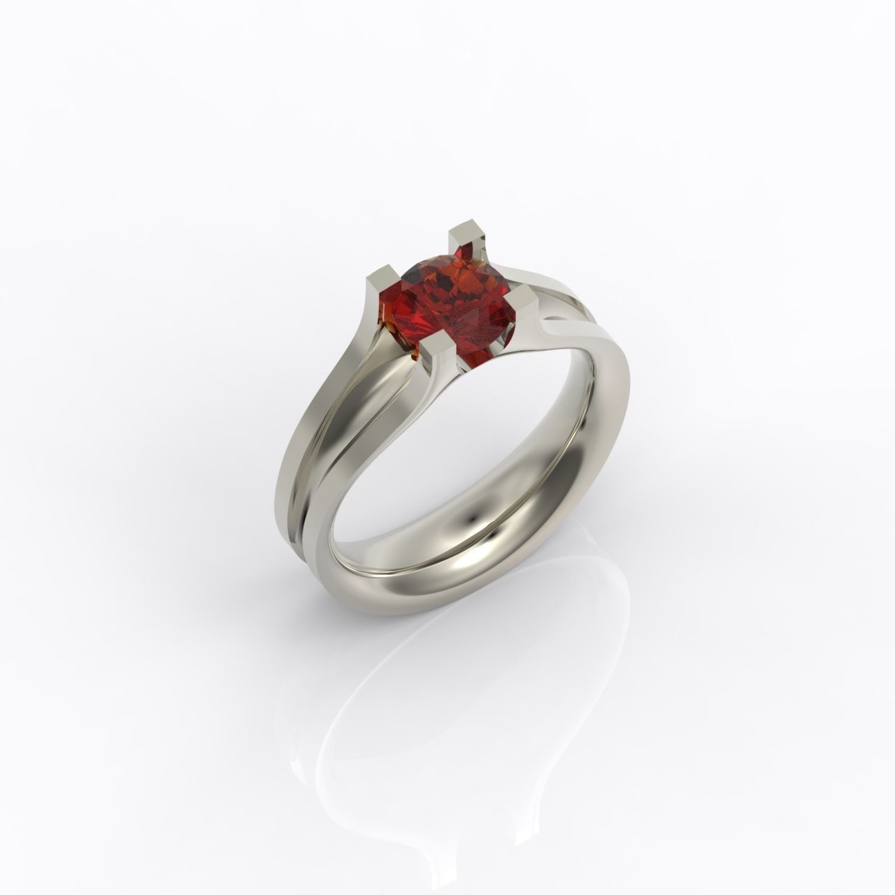 solitaire engagement ring 4 prong 3D print model_33