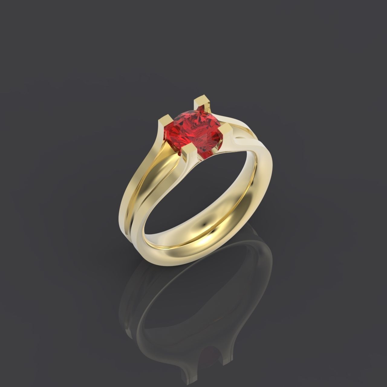 solitaire engagement ring 4 prong 3D print model_36