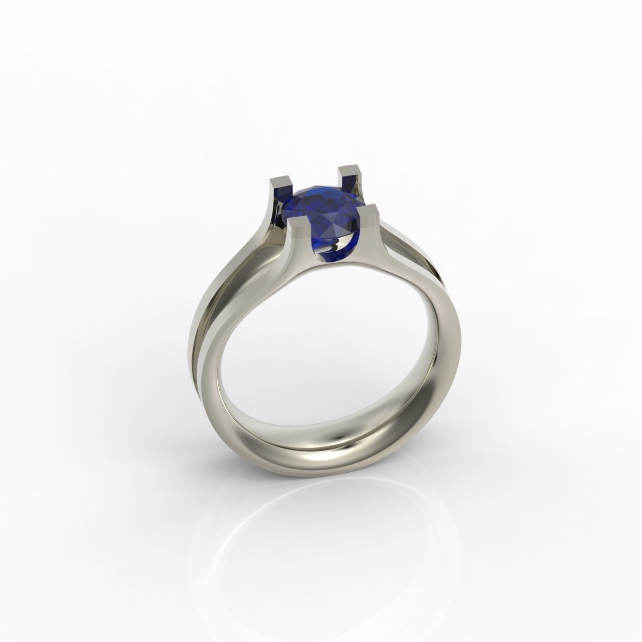 solitaire engagement ring 4 prong 3D print model_30