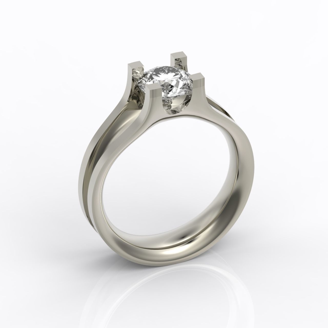solitaire engagement ring 4 prong 3D print model_25