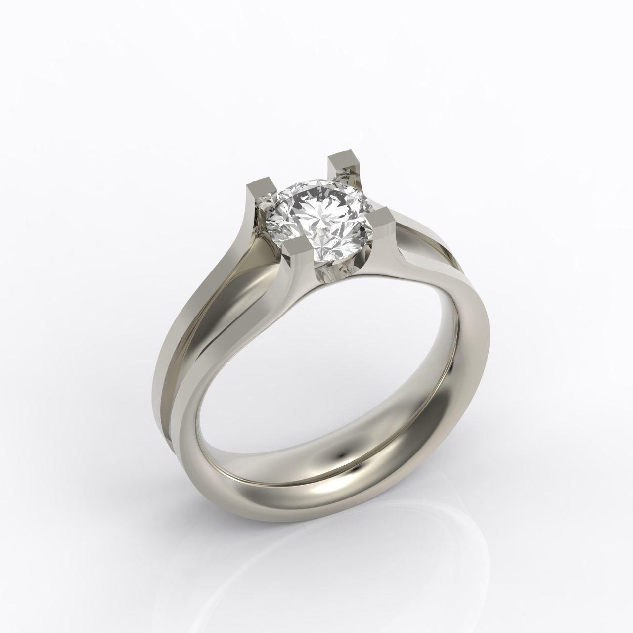 solitaire engagement ring 4 prong 3D print model_24