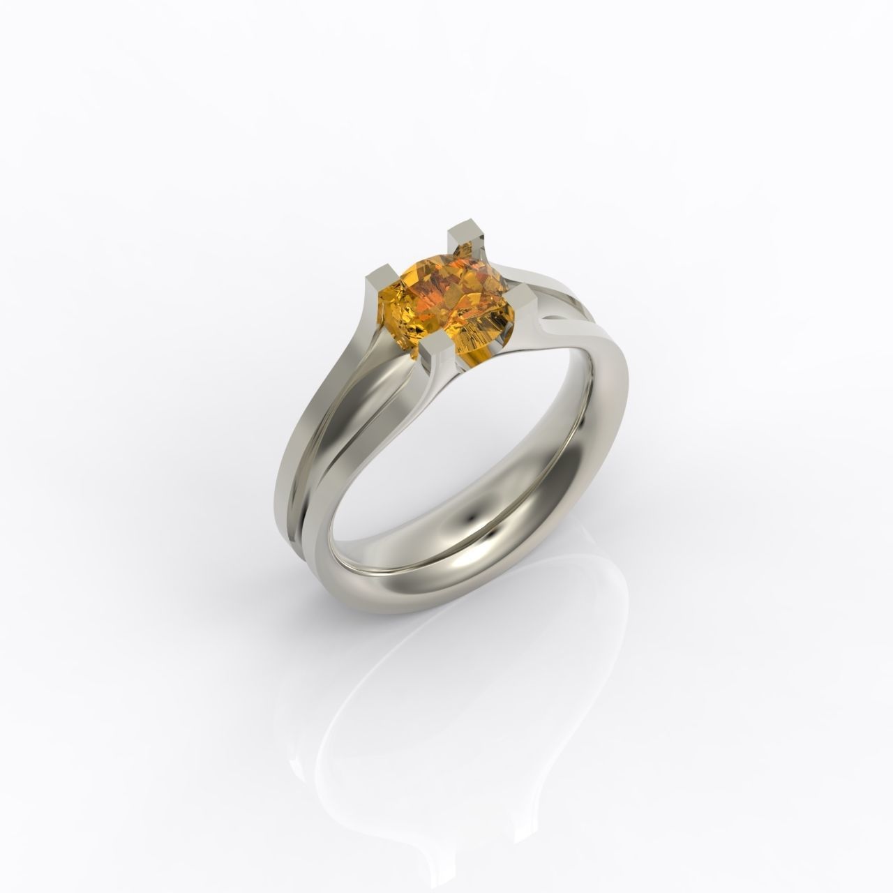 solitaire engagement ring 4 prong 3D print model_34