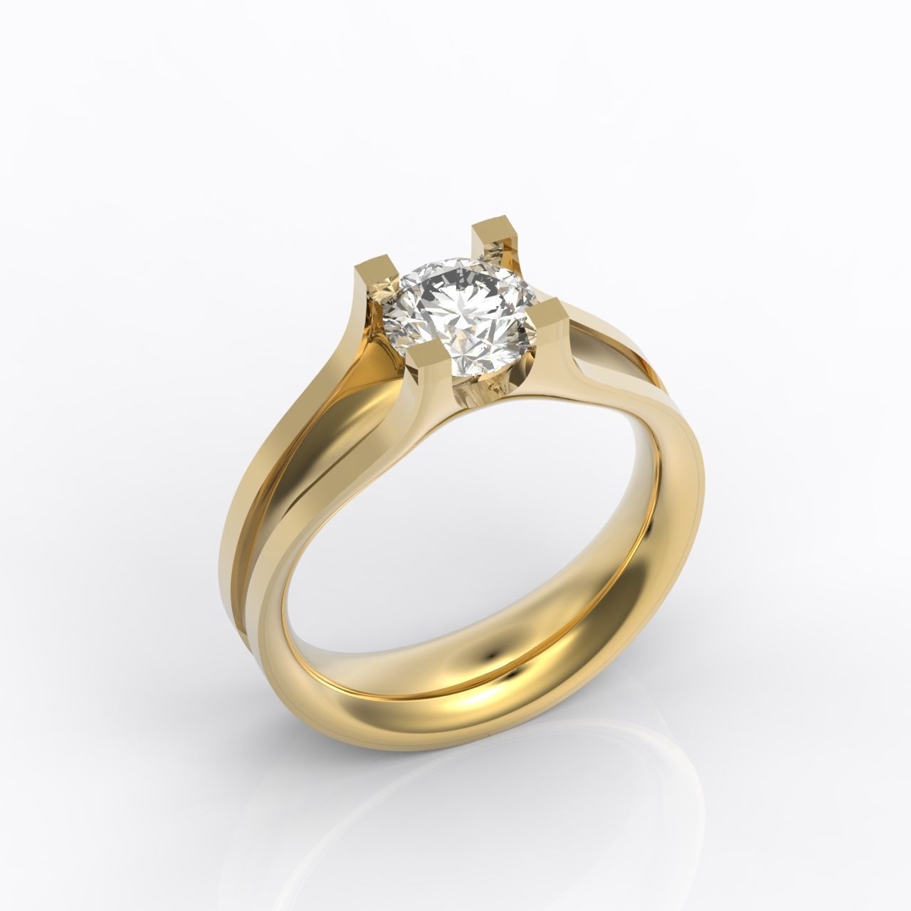 solitaire engagement ring 4 prong 3D print model_23