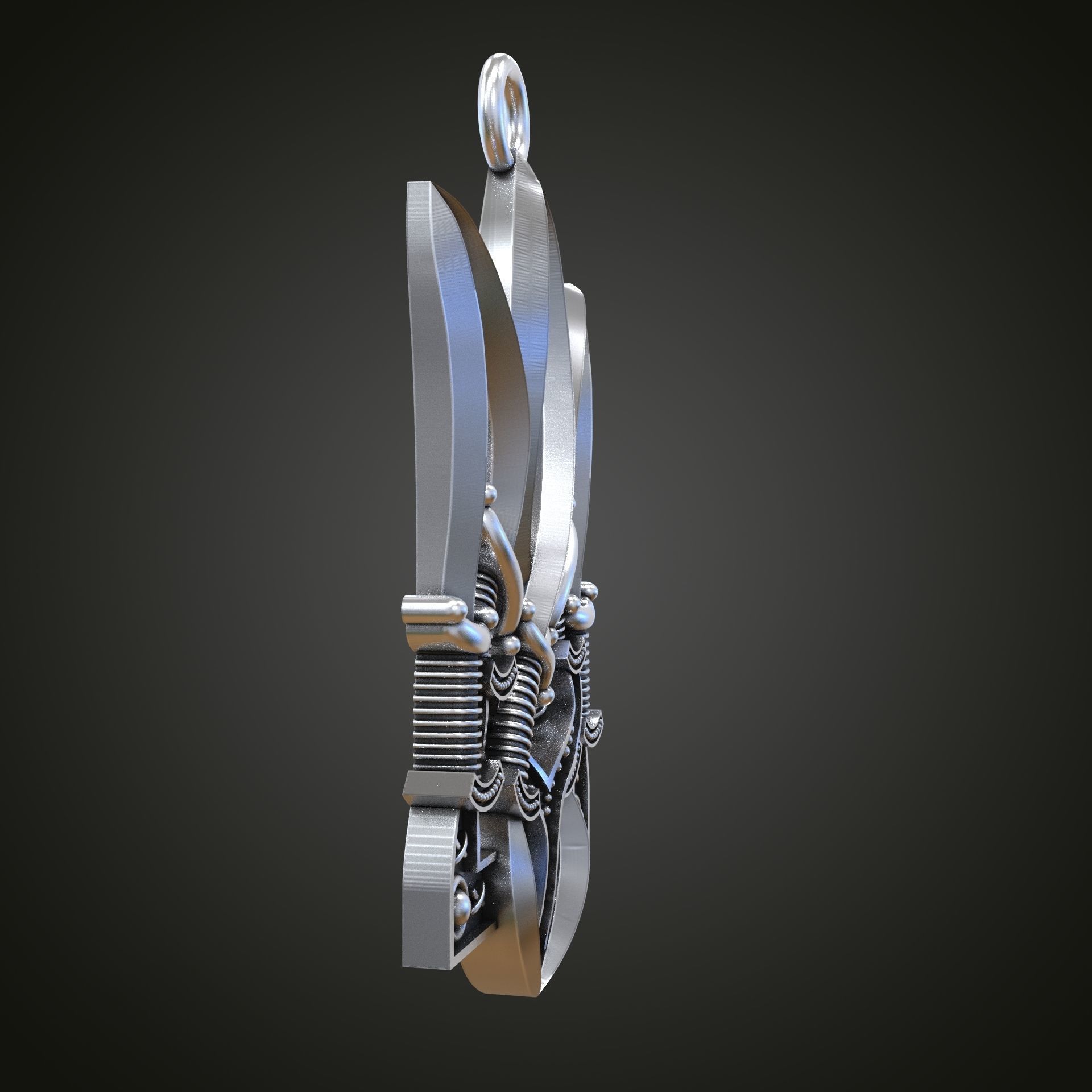 Trident silver knife 3D print model_15